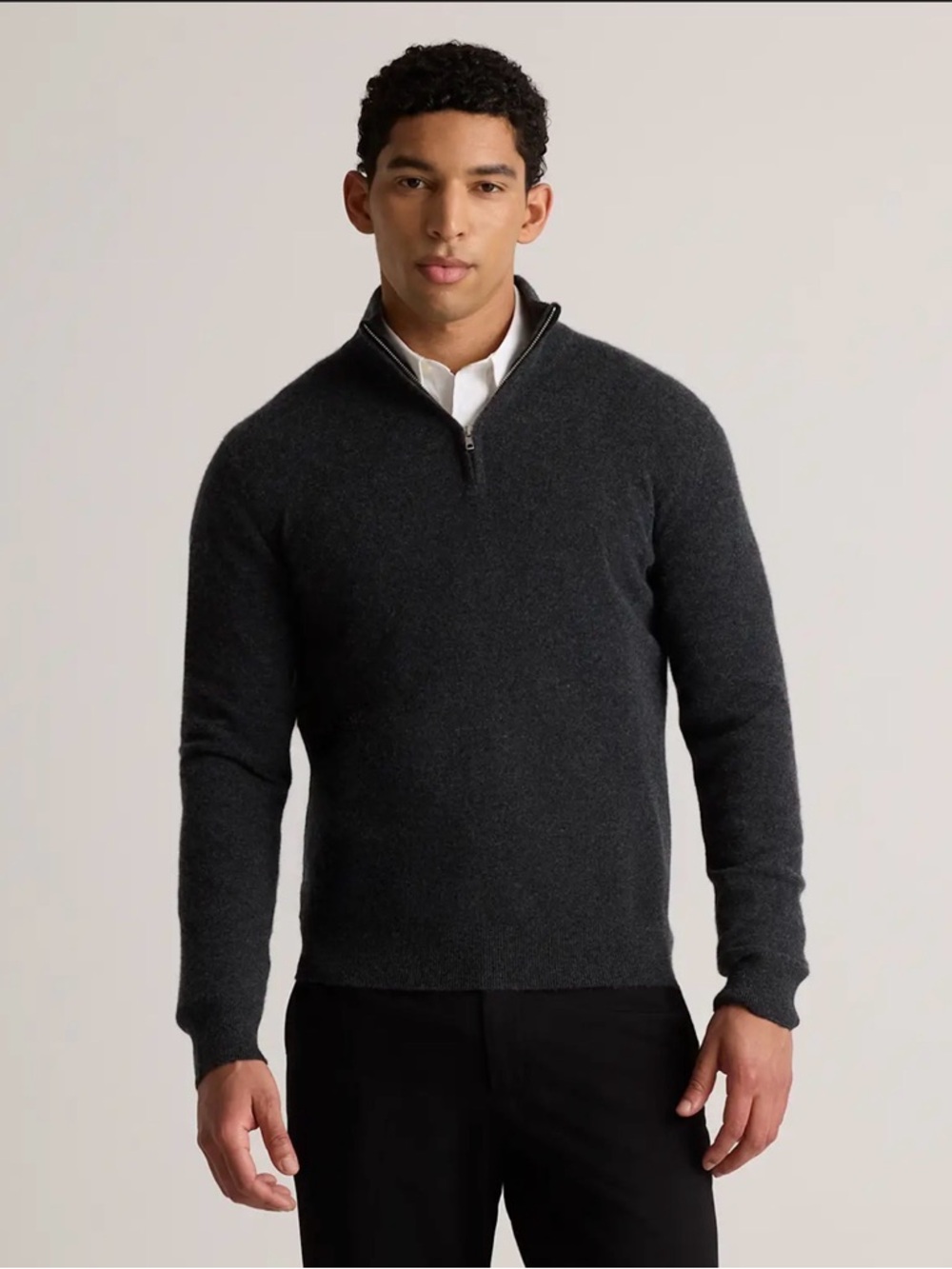 Quince Mongolian Cashmere Quarter Zip Sweater Charcoal Men’s Large NWT